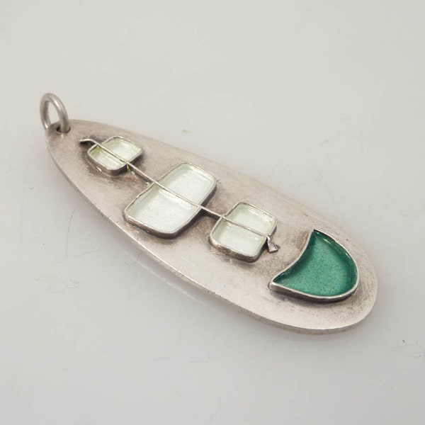 Canadian Modernist Vintage Sterling and Enamel Pendant