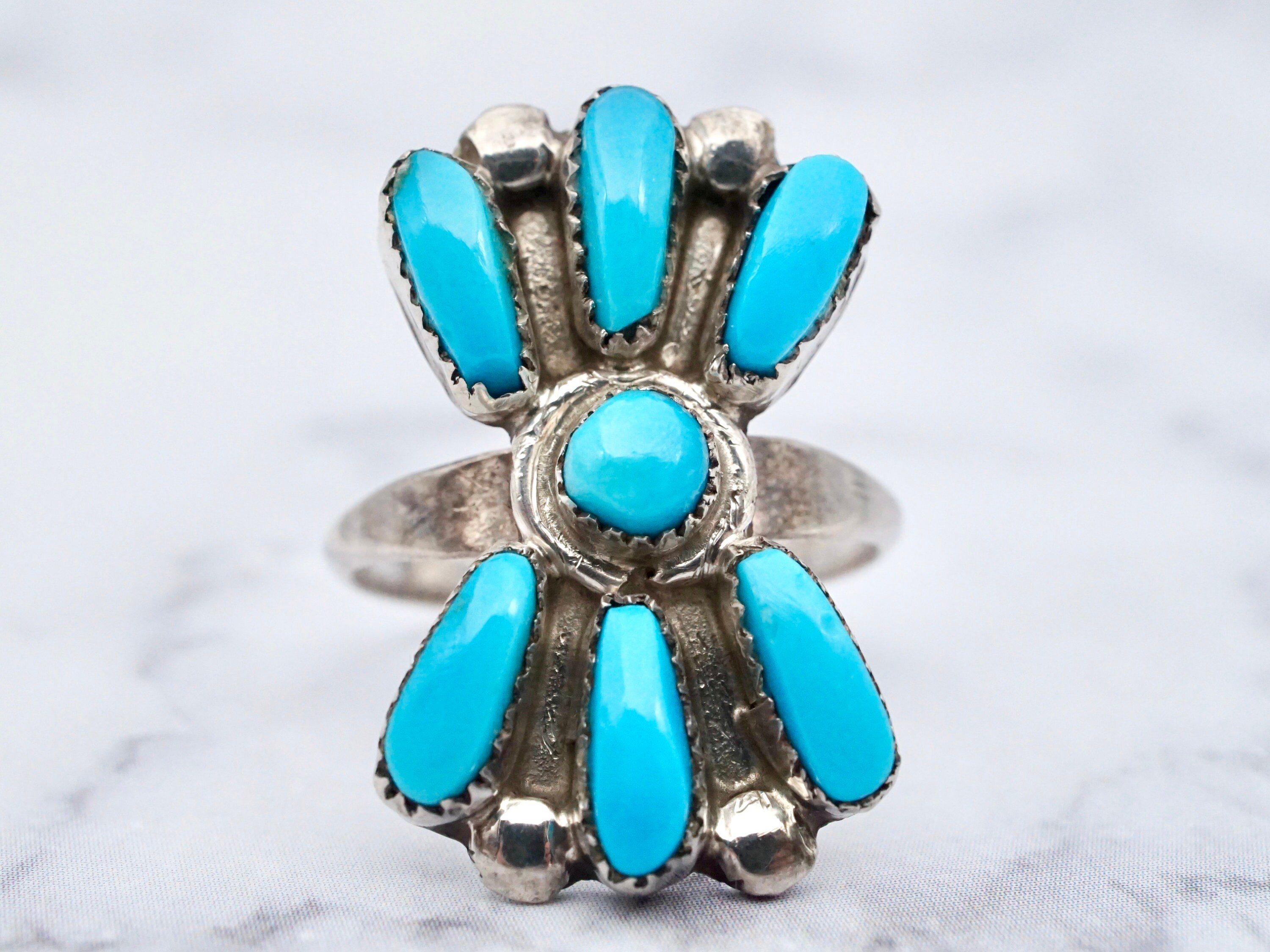 Size 6.5 - Vintage Native American Sterling and Turquoise Ring - Etsy