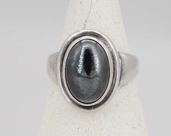 Size 7.5 Georg Jensen Sterling Silver and Hematite 46B Ring