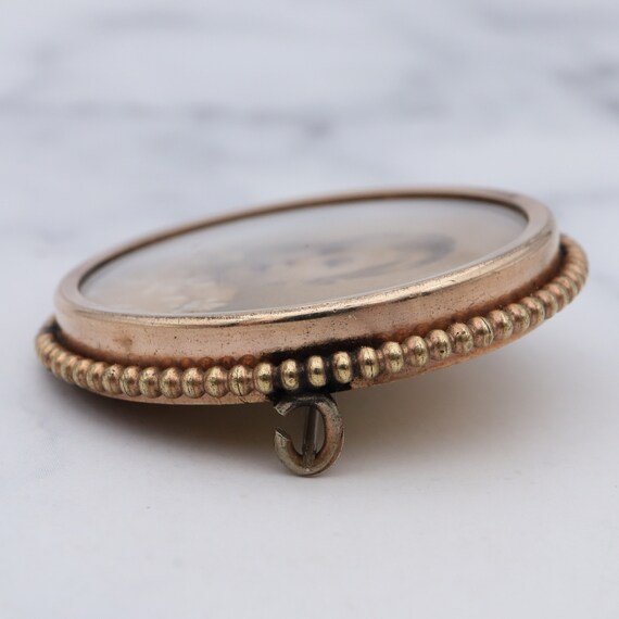 Antique Victorian gold-filled circle brooch with … - image 4