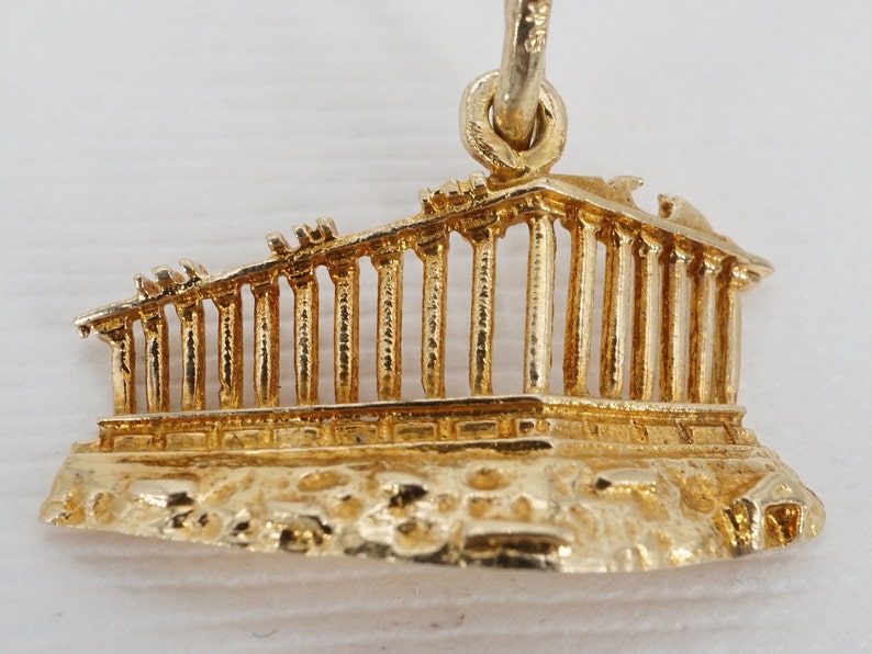 vintage 14k gold roman column ruins charm ww