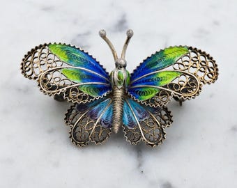 Vintage Adriana Alioto Italian .800 Silver Filigree Plique a Jour