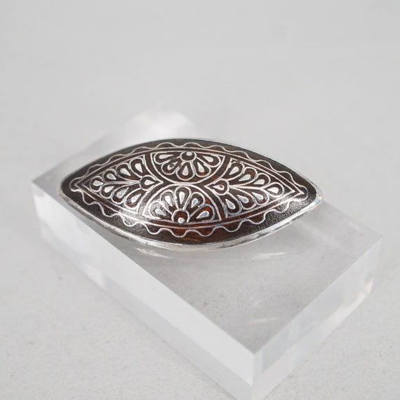 antique victorian silver inlaid wood bohemian des… - image 2