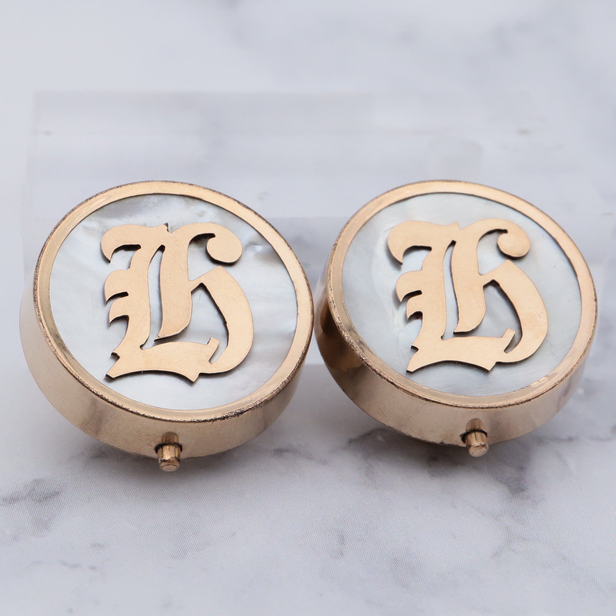 Boutons De Manchette Vintage - Monogramme F - Plaqué Or - Occasion