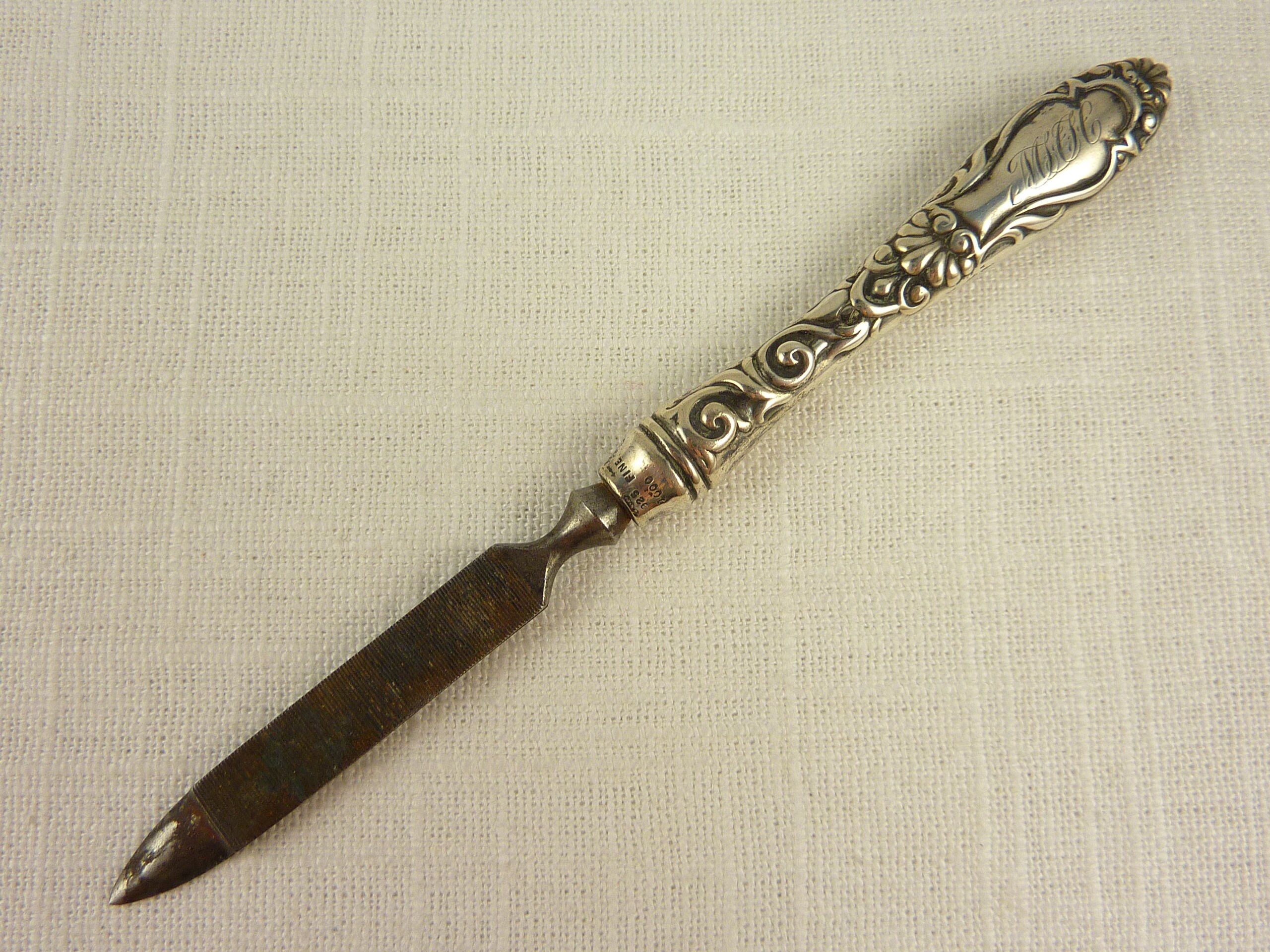 Antique Victorian Sterling Handled Nail File with Monogram By Etsy