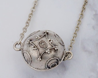 Vintage sterling etruscan style bead pendant necklace, 16"