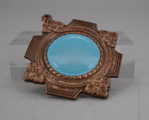 Antique Art Nouveau Copper Enamel Pin U. Kraus NY… - image 2