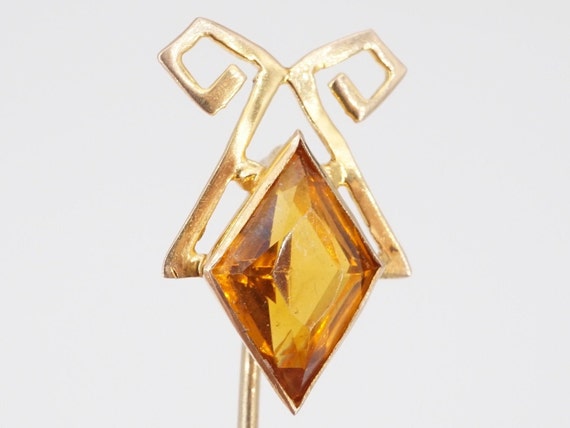 antique victorian 10k gold glass stick pin - ww - image 1