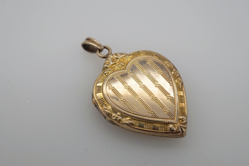 antique victorian gold fill engraved heart locket
