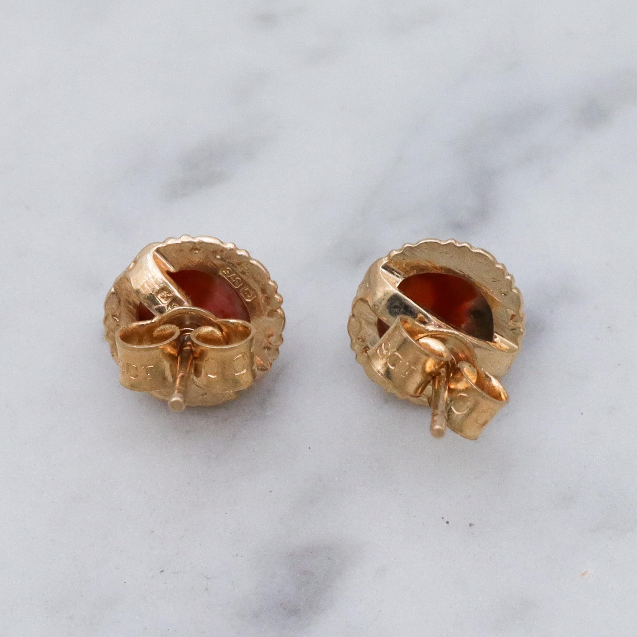 Orecchini vintage in oro giallo 10K con onice, diamanti e smalto rosso a forma di coccinella - Italia