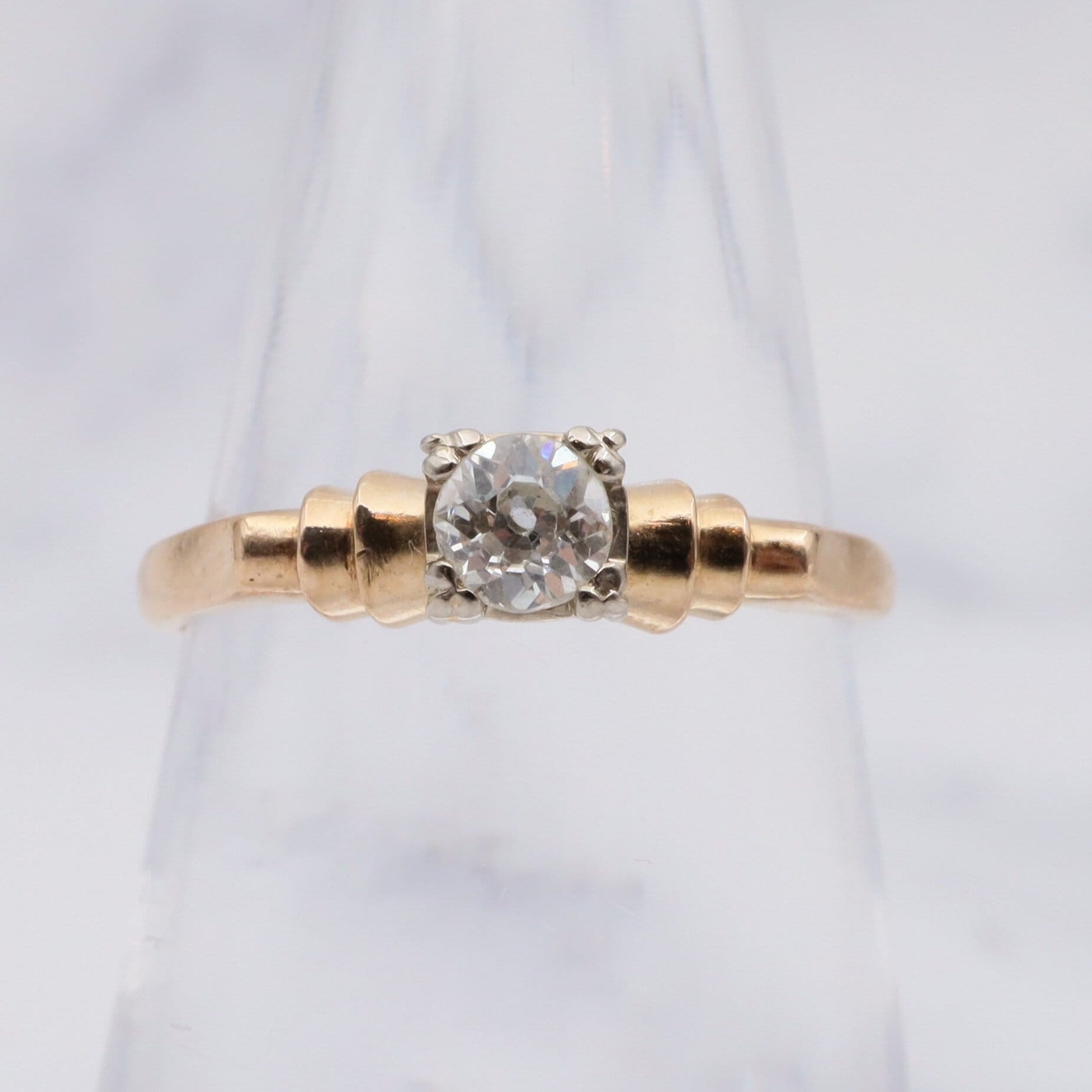 アンティークデコ 14Kゴールド オールドヨーロピアンカット ソリティア