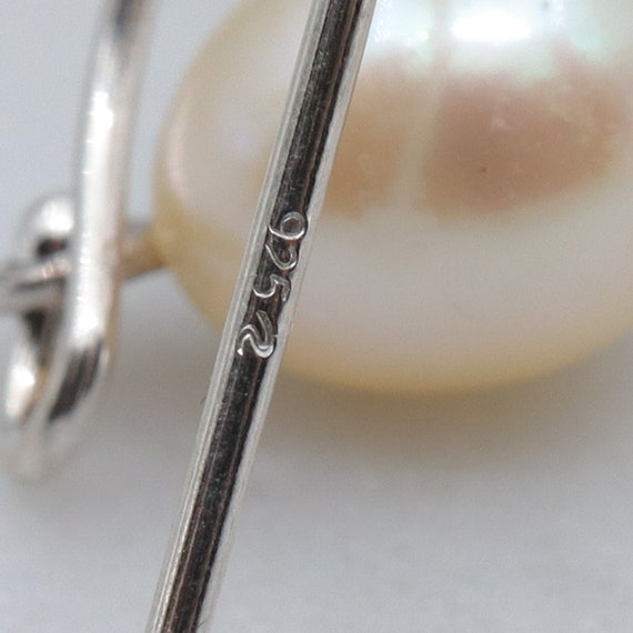 Simple vintage sterling & cultured pearl drop ear… - image 7