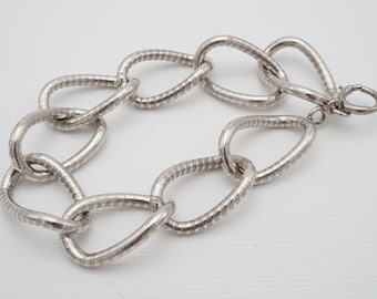 vintage sterling textured finish modern link bracelet