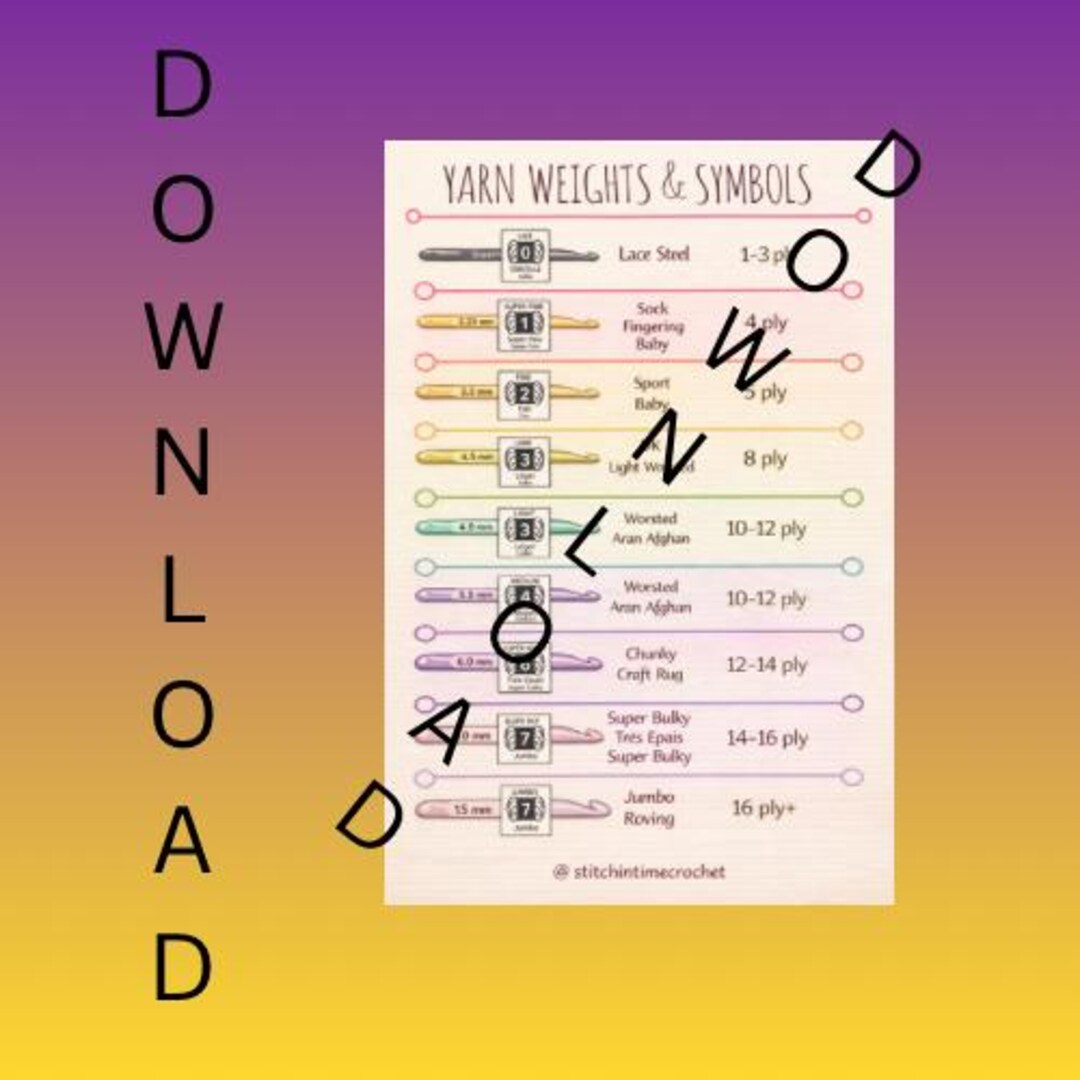 Crochet Yarn Weight Chart Printable | Yarn Weights & Symbols Guide
