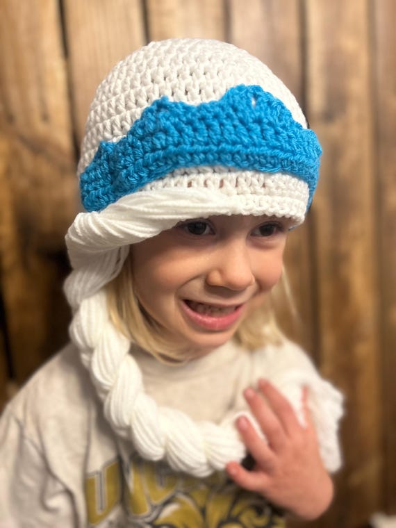 Elegant Snow Queen Crocheted Winter White Hat Crochet White Winter Hat or Easy Crochet Chunky Beanie  main image 4