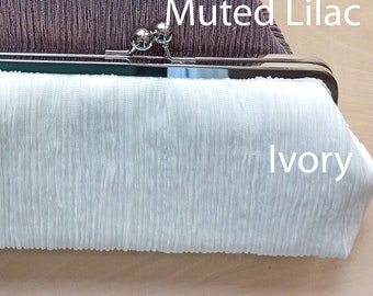 Gift for Mother of the Bride, Crinkled ivory Photo Clutch, personalized engagement wedding Purse gift