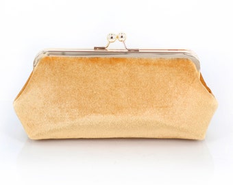 Bolso clutch con foto de terciopelo dorado para novia, dama de honor, madre del novio, regalo de boda de compromiso personalizado