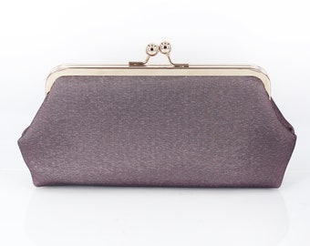 Personalized Photo and Embroidered Muted Mauve Purple Clutch, Mother of the Bride Groom Wedding Gift, Bridal Shower Wedding Gift Purse
