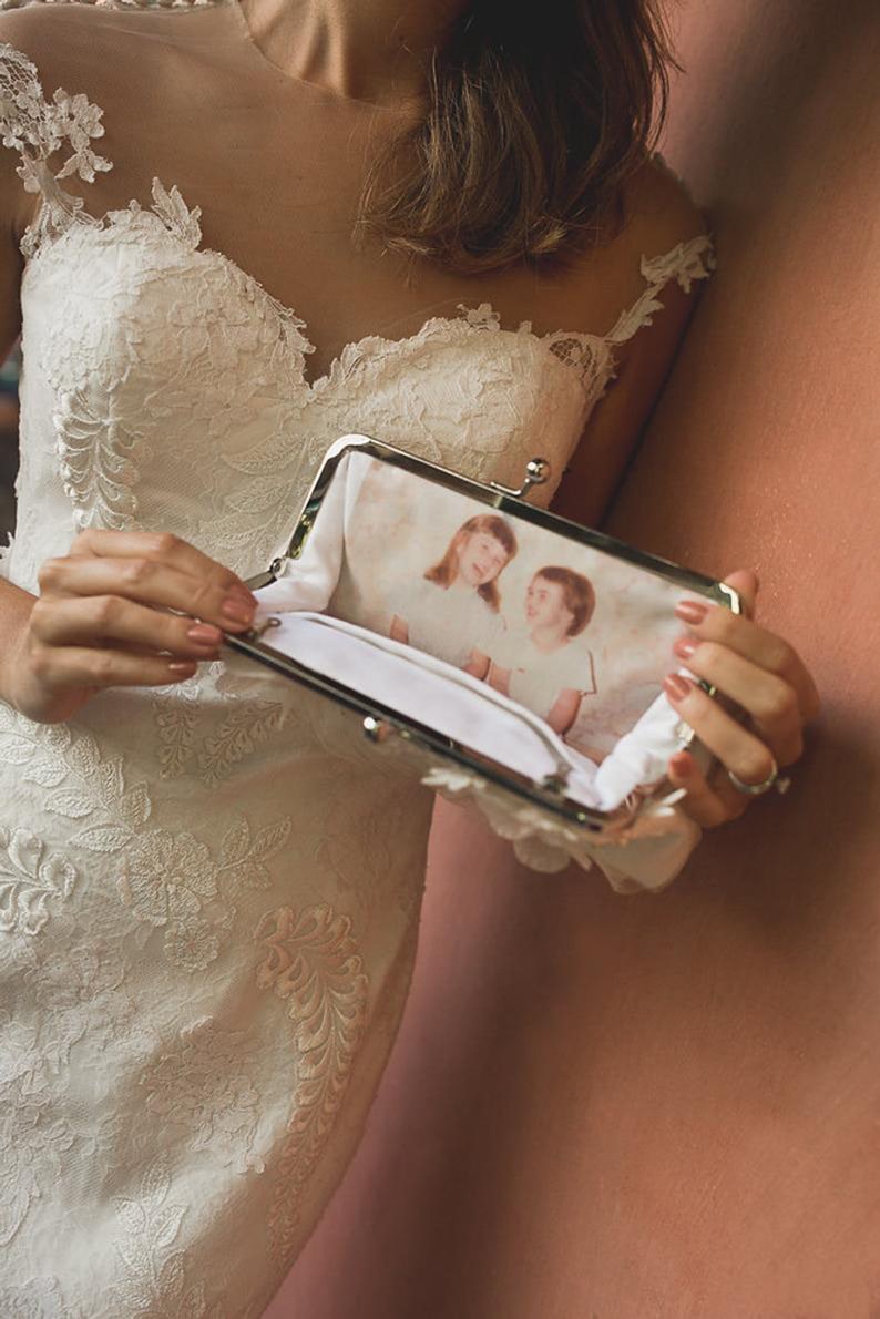 Wedding purse Personalization The Original Personalized Photo Clutch Bridal Clutch Bag Bridesmaids Mother of the Bride and Groom Gift