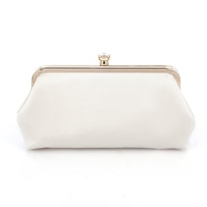 Ivory Satin Photo Clutch 16mm Crystal Option Personalized Wedding Gift for Mother of The Bride Groom Bridal Shower Gift
