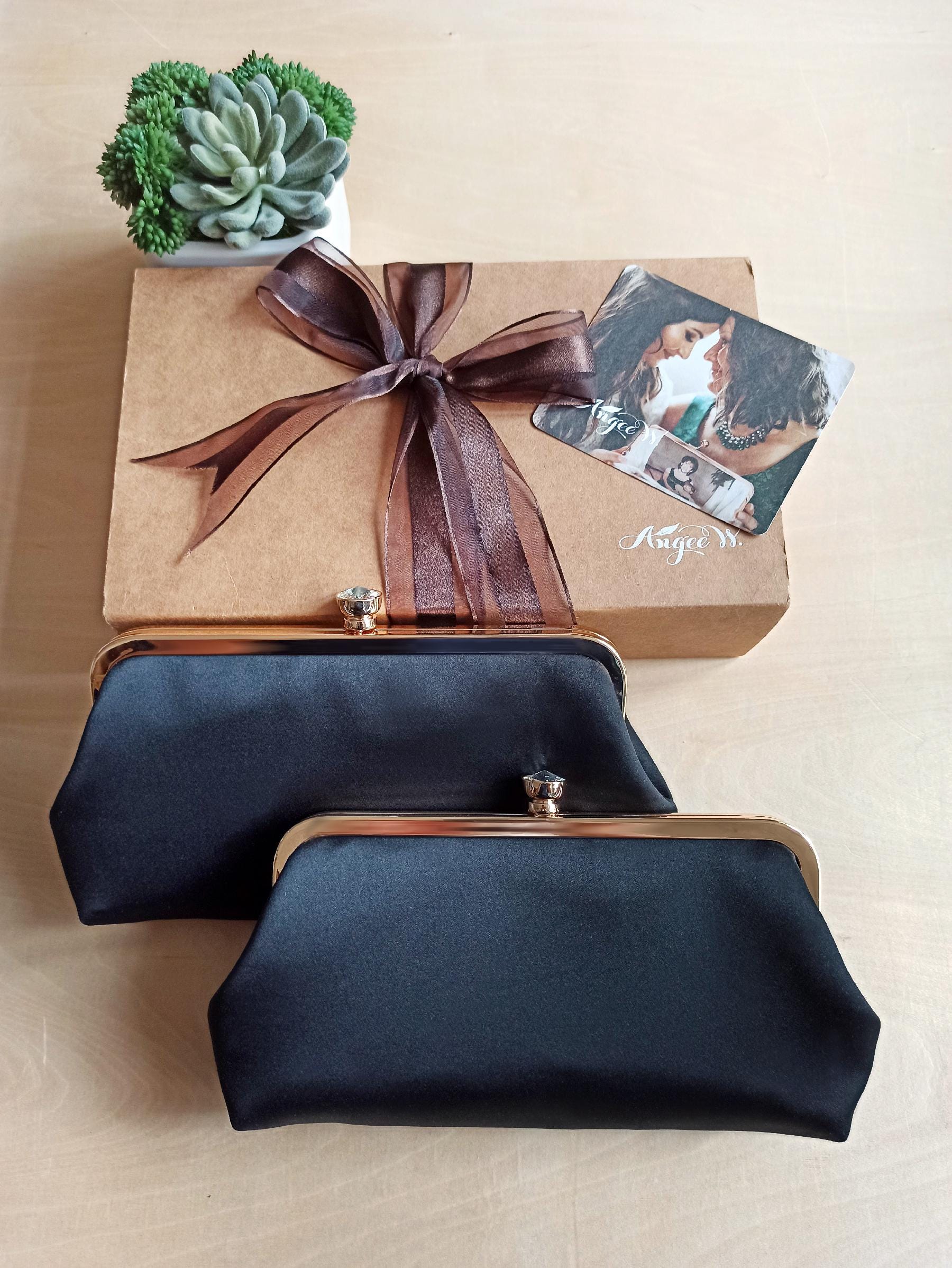 Black Satin Wedding Clutch
