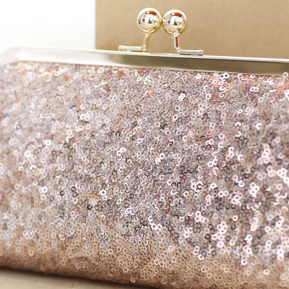 Rose Gold Sequins small glossy Photo Clutch Bridesmaids | Etsy