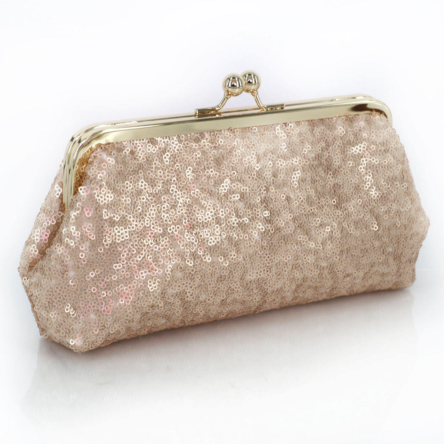 Blush Champagne Sequins small matt Tulle Clutch | Etsy