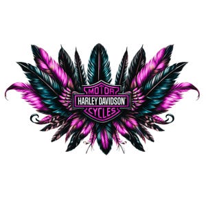 Imagen digital con temática rosa y negra inspirada en Harley Davidson, arte Harley personalizado, arte Harley Davidson, imagen prediseñada digital, arte de motocicletas