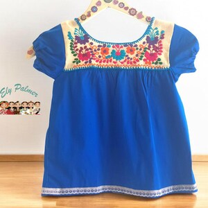 Royal Blue Baby Mexican Embroidered Dress, Mexican  Embroidery Baby Dress, Floral Embroidery Infant Dress, Cinco de Mayo Dress, Hand Made