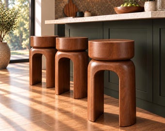 Minimalist Wooden Stool | Handmade Solid Wood | Natural Home Decor