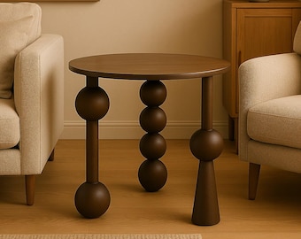 Linden Wood Turned Coffee Table: Oval Living Room Side Table