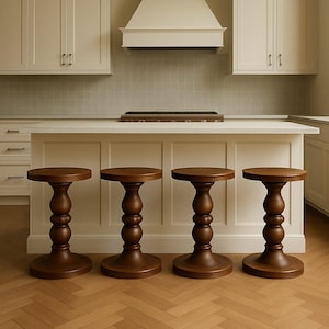 Turned wood stool, Wooden stool, Bar stool, Bar stool, Bar chair, kitchen stool, Design stool, Solid wood stool