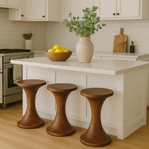 Turned wood stool, Wooden stool, Bar stool, Bar stool, Bar chair, kitchen stool, Design stool, Solid wood stool