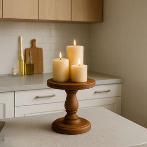 Handmade Wooden Pedestal Stand – Rustic Walnut Riser Tray for Cakes, Candles, Decor | Small Display Stand for Home or Events
