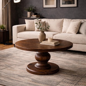 Round Coffee Table: Scandinavian Modern Pedestal Design image 5