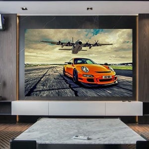 Canvas Cars Sports Car Airplane Art Pictures Wall Pictures - High Quality Art Print Landscape Format A3210