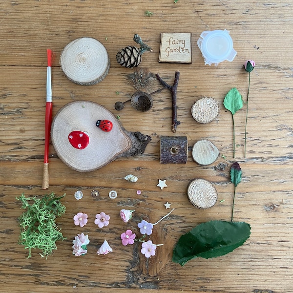 DIY Fairy Garden Eco friendly kit with Fairy Garden sign and tiny toadstool ( Tooth Fairy option now available!)