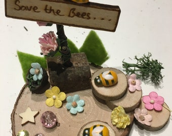 Eco friendly tiny DIY fairy garden with sign kit save the bees