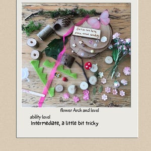 Kit de jardín de hadas DIY con poste indicador y arco de flores ecológico