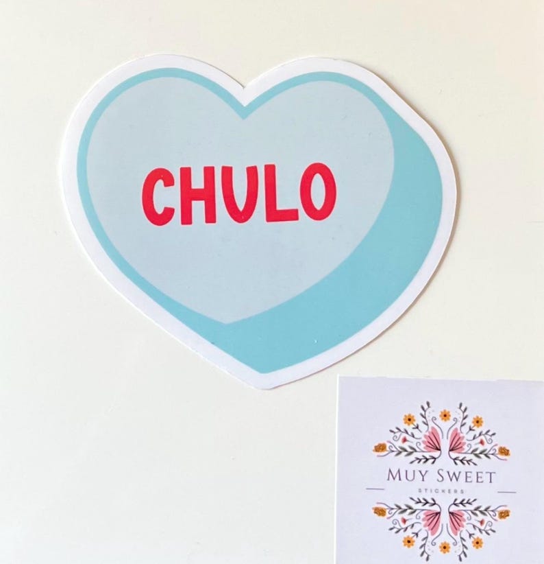 Chulo Candy Heart Sticker: Spanish Love Gift, Water Bottle Decal - Etsy