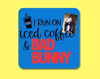 Bad Bunny Iced Coffee Sticker: Waterproof Vinyl Decal for Laptop, Water Bottle