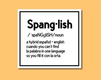 Spanglish Definition Sticker – Funny Latino Culture Vinyl Decal for Laptop, Water Bottle & More!