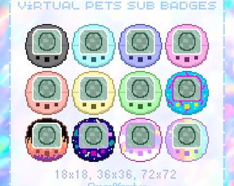 Cute Pixel Virtual Pet Tamagotchi Kawaii Y2K Sub Badges