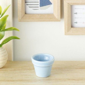Miniatura per casa delle bambole, vaso blu per piante, scala 1:12