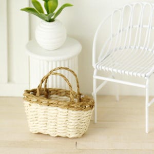 Dollhouse Miniature Sabanci Basket with Handles