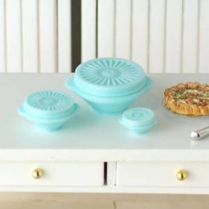 Dollhouse Miniature Blue Retro Containers Set of 3