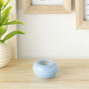 Vaso per piante rotondo blu in miniatura per casa delle bambole, scala 1:12