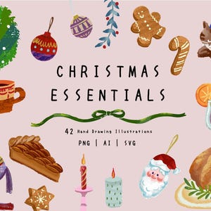 Christmas Essentials Clipart Set  42 Illustrations PNG | AI | SVG