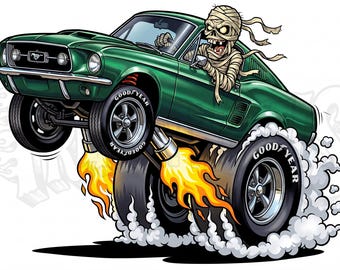 Pôster do Mustang Fastback 1967, Monster Rod – Arte de parede para garagem de muscle cars | Download digital - JPG + PNG