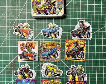 Freak'n Garage Collector Tin with Magnets AND Stickers - Hot Rod Garage Art